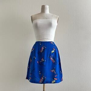 handmade royal blue funky tequila martini print mini skirt